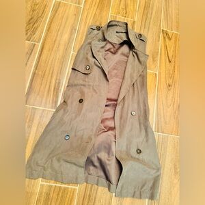 Women Solid Double-Breasted Waterfall Collar Trench Vest Jacket